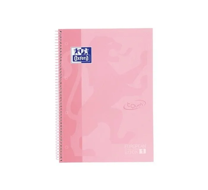 Oxford cuaderno europeanbook 1 microperforado 80 hojas 5×5 tapas extraduras touch a4+ flamingo pastel -5u-