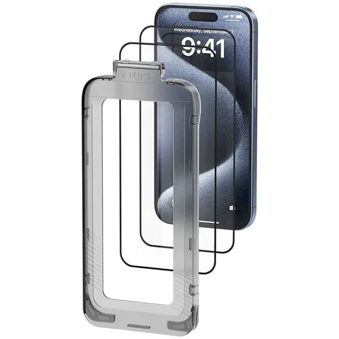 Pack de 2 protectores de pantalla de cristal templado vention kuptcc-30 para iphone 16 plus + herramienta de instalación antipolvo