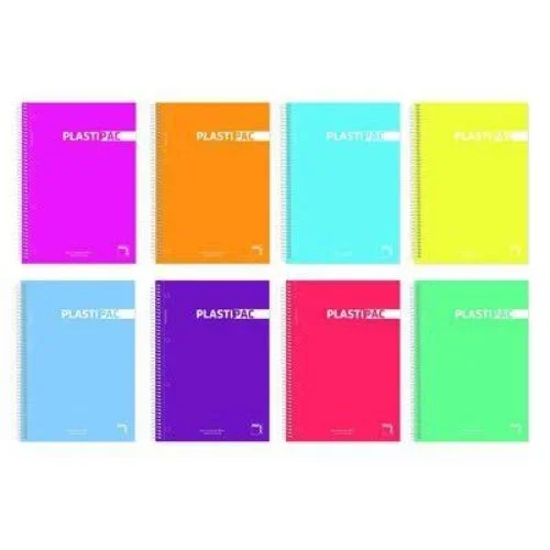 Pacsa cuaderno plastipac 80 hojas 1 linea tapas polipropileno folio 90gr colores surtido -5u-