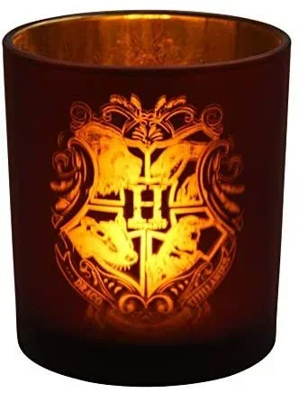 Paladone Portavelas de Cristal de Hogwarts, con luz de té a Pilas, con Licencia Oficial