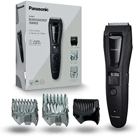 Panasonic ER-GB61-K503 – Recortadora Para Hombre Cuerpo, Barba Y Cabeza (3 En 1, Recargable, Acero Inoxidable, Batería Larga Duración, 39 Ajustes, 3 Accesorios Incluidos) negro/plata