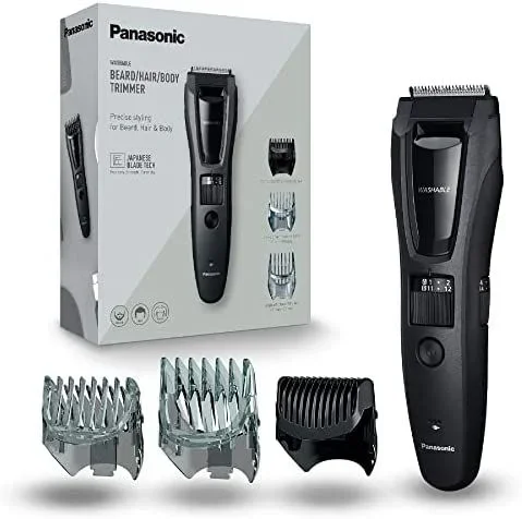 Panasonic ER-GB62-H503 Trimmer de Barba, Cabello y Cabello Corporal para Hombres, Afeitadora Portátil, 39 Configuraciones de Longitud, 3 Accesorios, Operación Inalámbrica y con Cable, Gris Mate