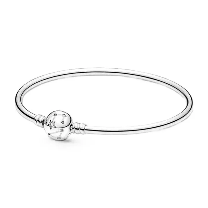 Pandora Stars & Galaxy 590009C01-19 – Pulsera con cierre de bola en color plata de ley con detalles de circonitas y piedras de circonita, tamaño 19 cm, 19 cm, Plata de ley, Circonita cúbica