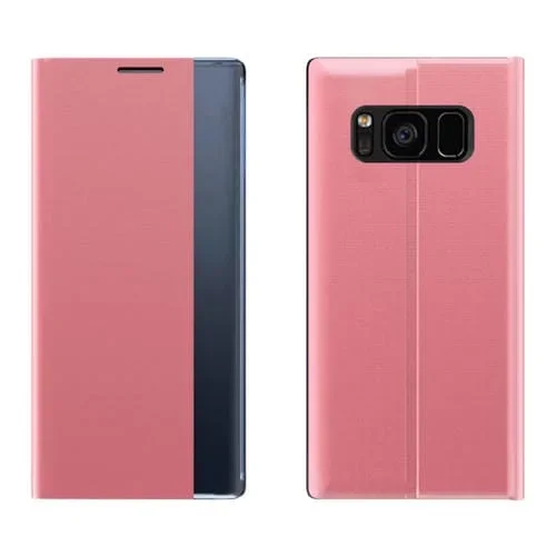 Paño Textura Lisa Horizontal Magnética + Estuche PC con Soporte y Función Reposo para Galaxy S10 (Rosa)