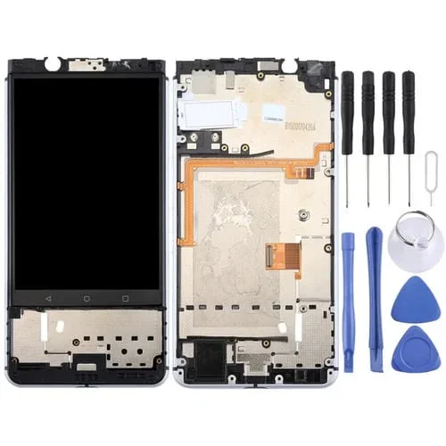 Pantalla Completa BlackBerry Keyone con Marco (Plata)