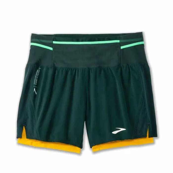 Pantalones Cortos Deportivos para Hombre Brooks High Point 5″ 2-in-1 Verde XL