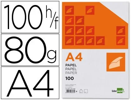Papel liderpapel laser/copy 100a4 blanco 80gr. (28231)