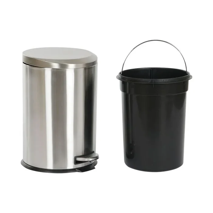 Papelera con pedal home esprit plateado acero inoxidable polipropileno 20 l