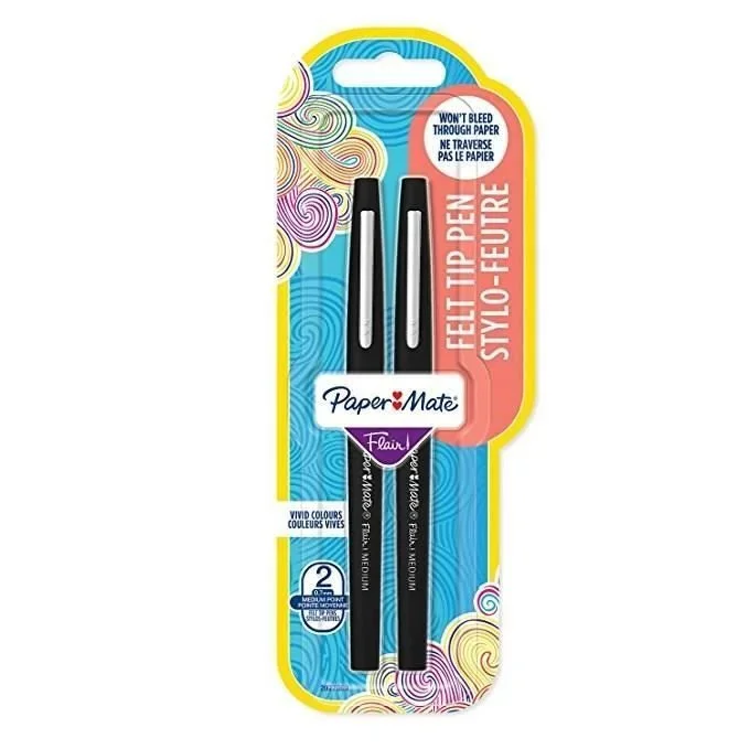 Papermate Flair Original rotulador Medio Negro 2 pieza(s)