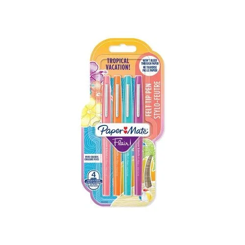 Papermate Flair rotulador Medio Azul, Naranja, Rosa, Púrpura 4 pieza(s)