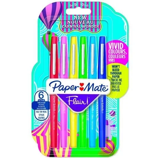 Papermate Flair rotulador Medio Multicolor 6 pieza(s)