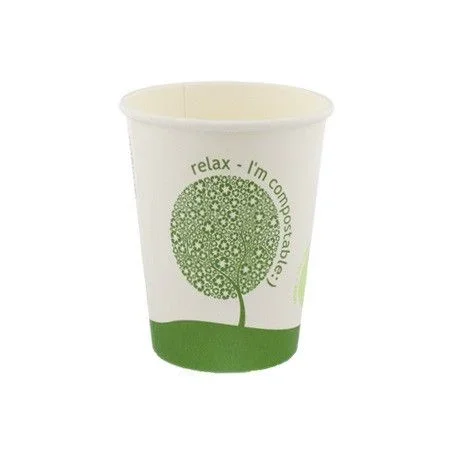 Paquete 100 vasos carton compostable 200cc zeus cu369