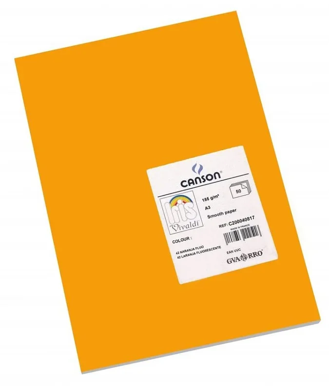 Paquete A3, (50 Hojas) Guarro Cartulina IRIS 250g Naranja Fluo