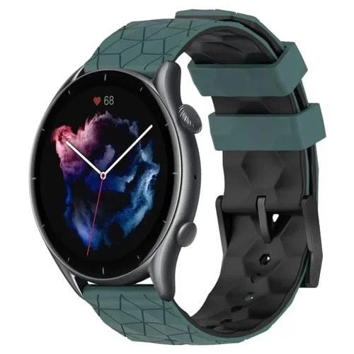 Para Amazfit Gtr 3 Pro 22mm Textura de Fútbol Banda de Reloj de Silicona de Dos Colores (Verde Oliva + Negro)