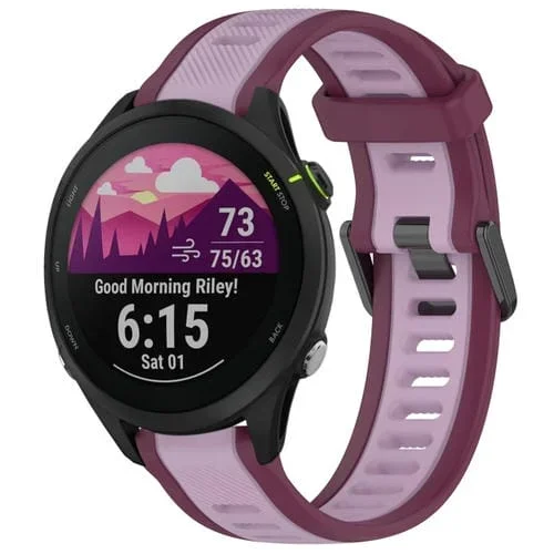 Para Garmin Forerunner 255 Correa de Reloj de Silicona Texturizada de Dos Colores de 22mm (Púrpura)