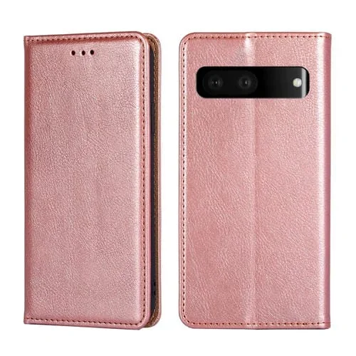 Para Google Pixel 7 5g Centro de teléfono de cuero magnético de color puro (oro rosa)