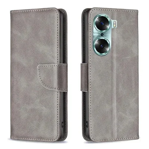 Para Honor 60 Lambskin Texture Pure Color Horizontal Flip Leather Case (gris)