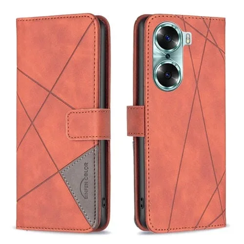 Para Honor 60 Rombus Textura Hebilla magnética Horizontal Flip Flip Cuero Caja (marrón)