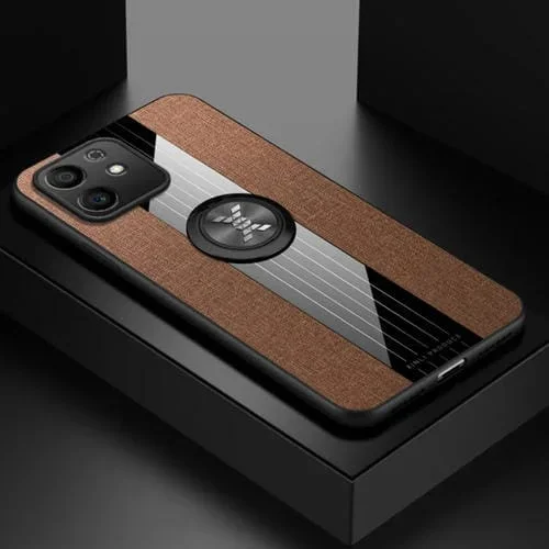 Para Honor Play6T Pro XINLI Funda de teléfono con textura de tela de costura TPU con soporte para anillo (marrón)