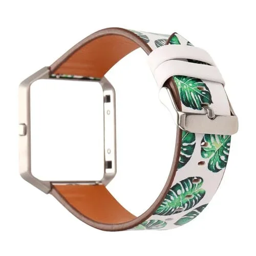 Para la Banda de Reloj de Cuero Fitbit Blaze (Hoja Verde)