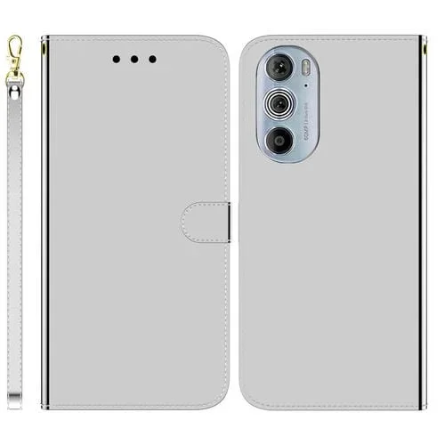 Para Motorola Edge 30 Pro Superficie espejo imitada Caja de cuero Horizontal Flip de cuero (Plata)