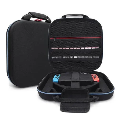 Para Nintendo Switch Double Fitness Ring Storage Bag Eva Portable Hard Shell Host Package Accesorios (Negro)