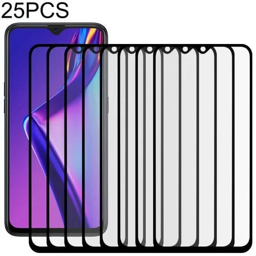Para Oppo A12 25 PCs Full Glue Pantalla Completa Película de Vidrio Templado