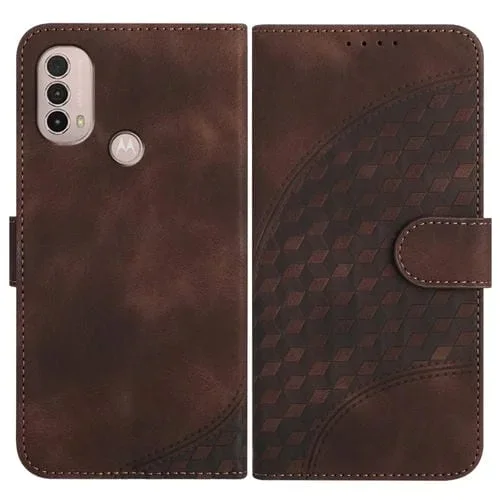 Para Oppo A16 Yx0060 Funda de Cuero para Teléfono con Relieve y Cabeza de Elefante con Cordón (Café)