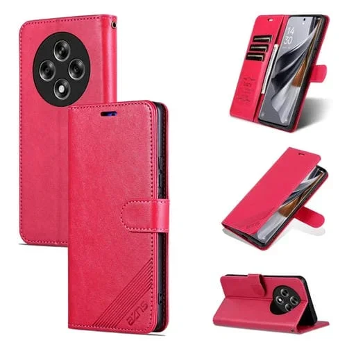Para Oppo A3 5G Azns Funda para Teléfono de Cuero con Tapa con Textura de Piel de Oveja (Rojo)
