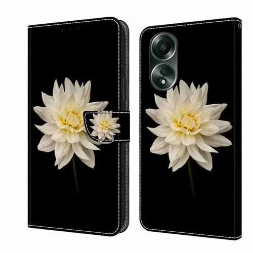 Para Oppo A58 4G Crystal 3D Funda Protectora de Cuero para Teléfono a Prueba de Golpes (Flor Blanca)