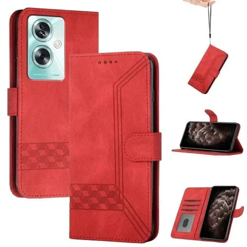 Para Oppo A79 Cubic Skin Feel Funda de Cuero con Tapa para Teléfono (Rojo)