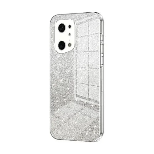 Para Oppo Find X5 Pro Estuche para Teléfono Galvanizado con Polvo de Brillo Degradado (Transparente)