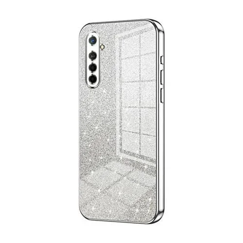 Para Oppo K5 / Realme Xt / Xt 730G Estuche para Teléfono Galvanizado con Polvo de Brillo Degradado (Plata)