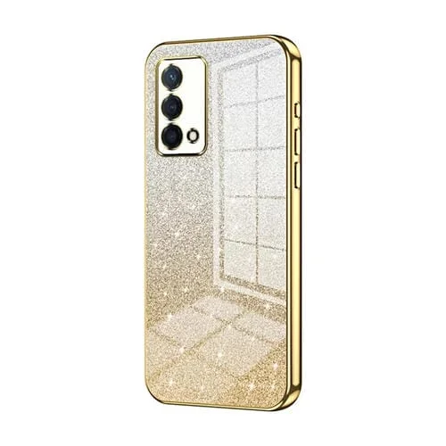 Para Oppo K9 Funda para Teléfono Galvanizada con Polvo de Brillo Degradado (Dorado)