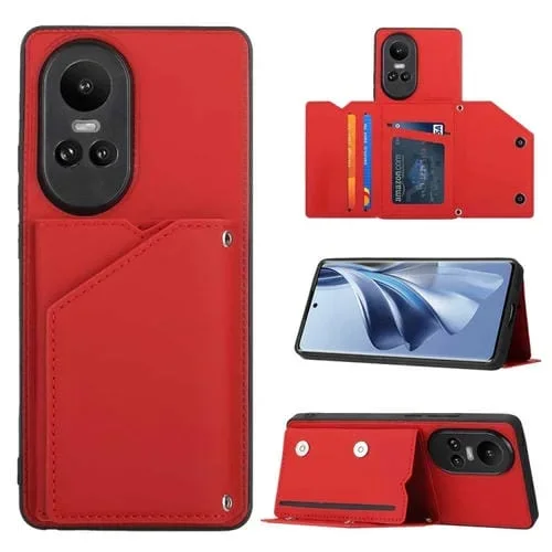 Para Oppo Reno10 / Reno10 Pro Global Skin Feel Pu + TPU + Funda para Teléfono con Ranuras para Tarjetas de PC (Rojo)