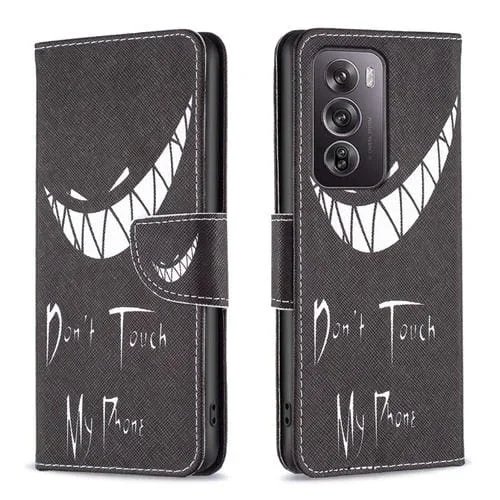 Para Oppo Reno12 Pro Funda de Cuero para Teléfono con Patrón de Dibujo Coloreado Global (Sonrisa)