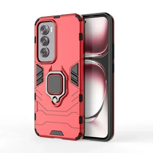 Para Oppo Reno12 Pro Global PC + TPU Funda Protectora para Teléfono a Prueba de Golpes con Soporte de Anillo Magnético (Rojo)