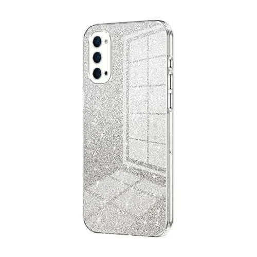 Para Oppo Reno4 Estuche para Teléfono Galvanizado con Polvo de Brillo Degradado (Transparente)