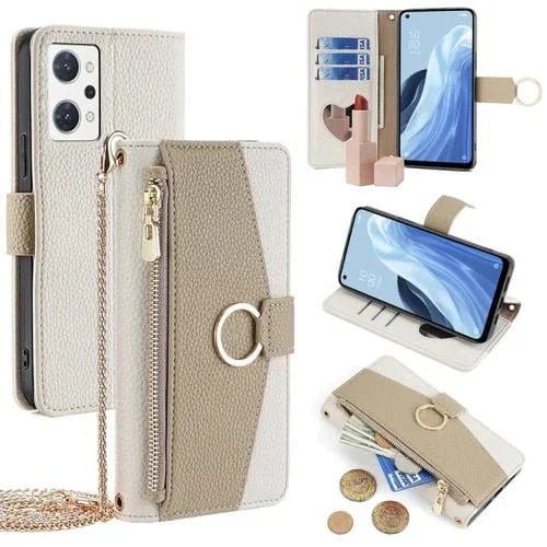 Para Oppo Reno7 a Versión Jp Funda para Teléfono de Cuero con Textura Litchi Cruzada (Blanco)