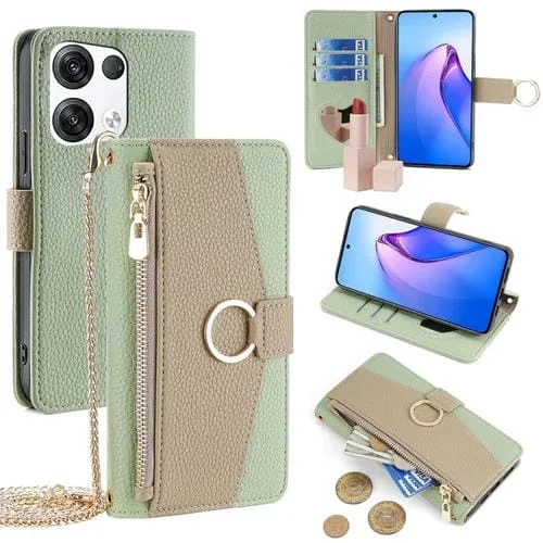 Para Oppo Reno8 Pro + 5G Crossbody Litchi Texture Funda de Cuero para Teléfono (Verde)