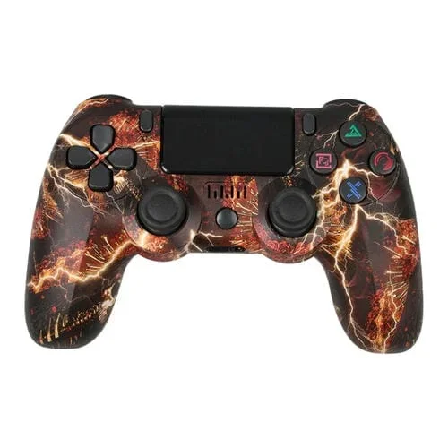 Para Ps4 Controlador de Juego Inalámbrico Bluetooth con Tira de Luz Mango de Juego de Doble Vibración (Fantasma de Fuego)