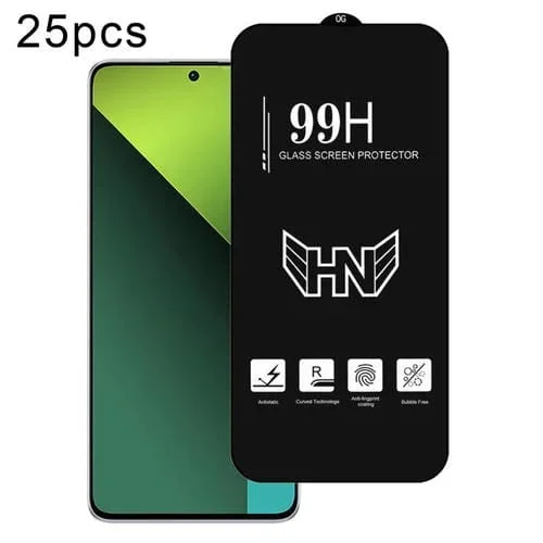 Para Redmi Note 13 Pro 25 Piezas de Película de Vidrio Templado de Pantalla Completa de Arco Grande de Aluminio Alto