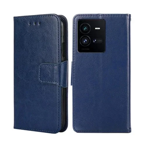 Para Vivo Iqoo 10 Pro 5G Crystal Texture Funda de Cuero con Tapa Horizontal para Teléfono (Azul Real)