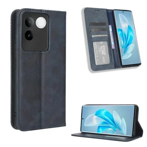 Para Vivo S17E Hebilla Magnética Textura Retro Funda de Cuero para Teléfono (Azul)