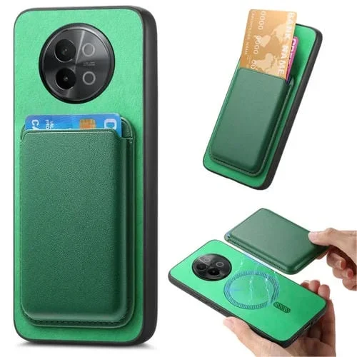 Para Vivo S18E 5G Retro Magsafe Card Bag Pu Funda para Teléfono con Contraportada (Verde)