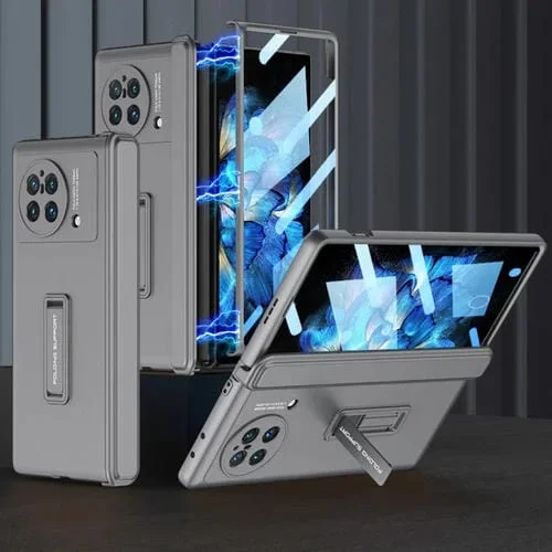 Para Vivo X Fold Gkk Bisagra Magnética Flip Phone Case con Soporte (Gris)