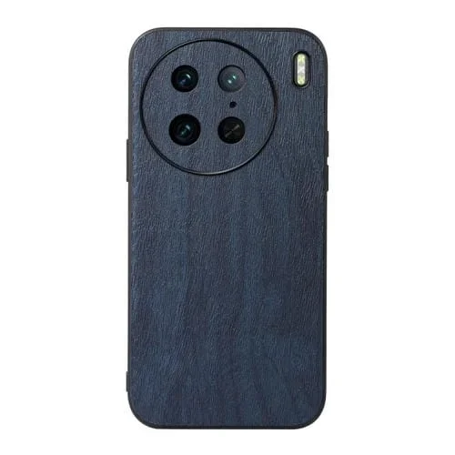 Para Vivo X90 Pro Wood Texture Pu Phone Case (Azul)