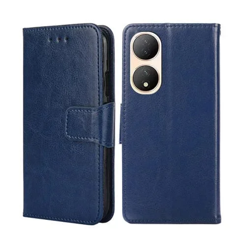 Para Vivo Y100 5G Crystal Texture Funda de Cuero para Teléfono (Azul Real)