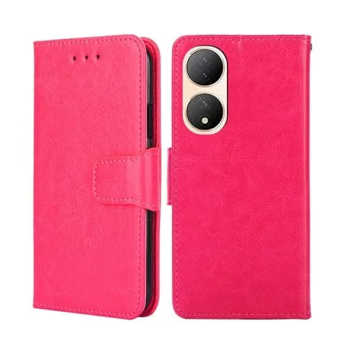 Para Vivo Y100 5G Crystal Texture Funda de Cuero para Teléfono (Rosa Roja)