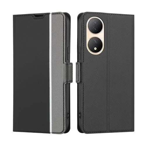 Para Vivo Y100 5G Twill Texture Side Hebilla Funda de Cuero para Teléfono (Negro)